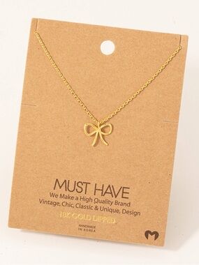 Gold Bow Pendant Necklace